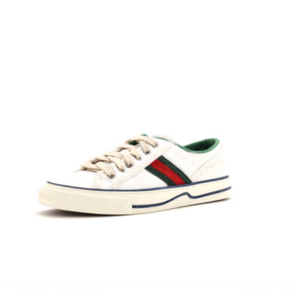 Gucci Gg Canvas Jacquard White Sneakers - Size 9.5 Us